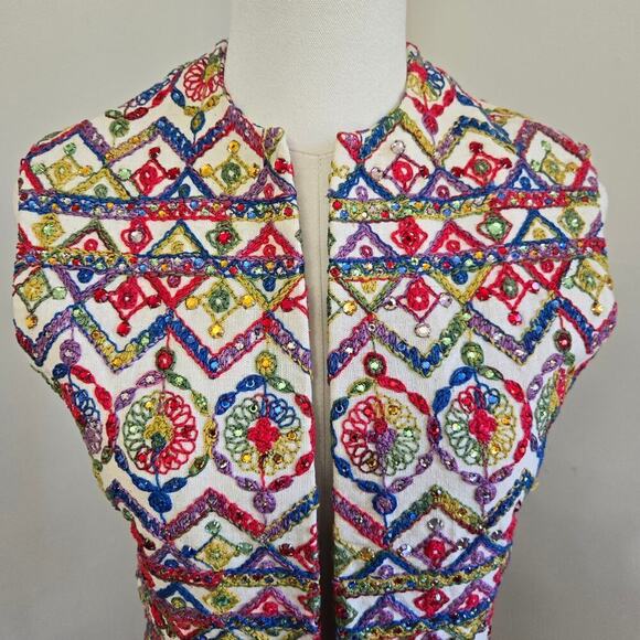 Shannon Rodgers Vintage 70s Embellished Embroidered Long Vest Size S Artsy Boho - Picture 4 of 11